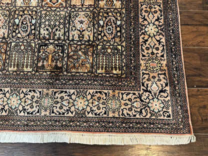 Indian Kashmiri Silk Rug 4x6, Panel Design, Multicolor, Fine - Nuvé