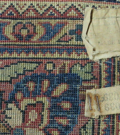 Antique Persian Sarouk Rug 4x6, Hand Knotted 1920s Oriental Carpet 4 x 6 ft, Navy Blue and Red Wool Rug, Handmade Floral Allover Persian Area Rug - Nuvé