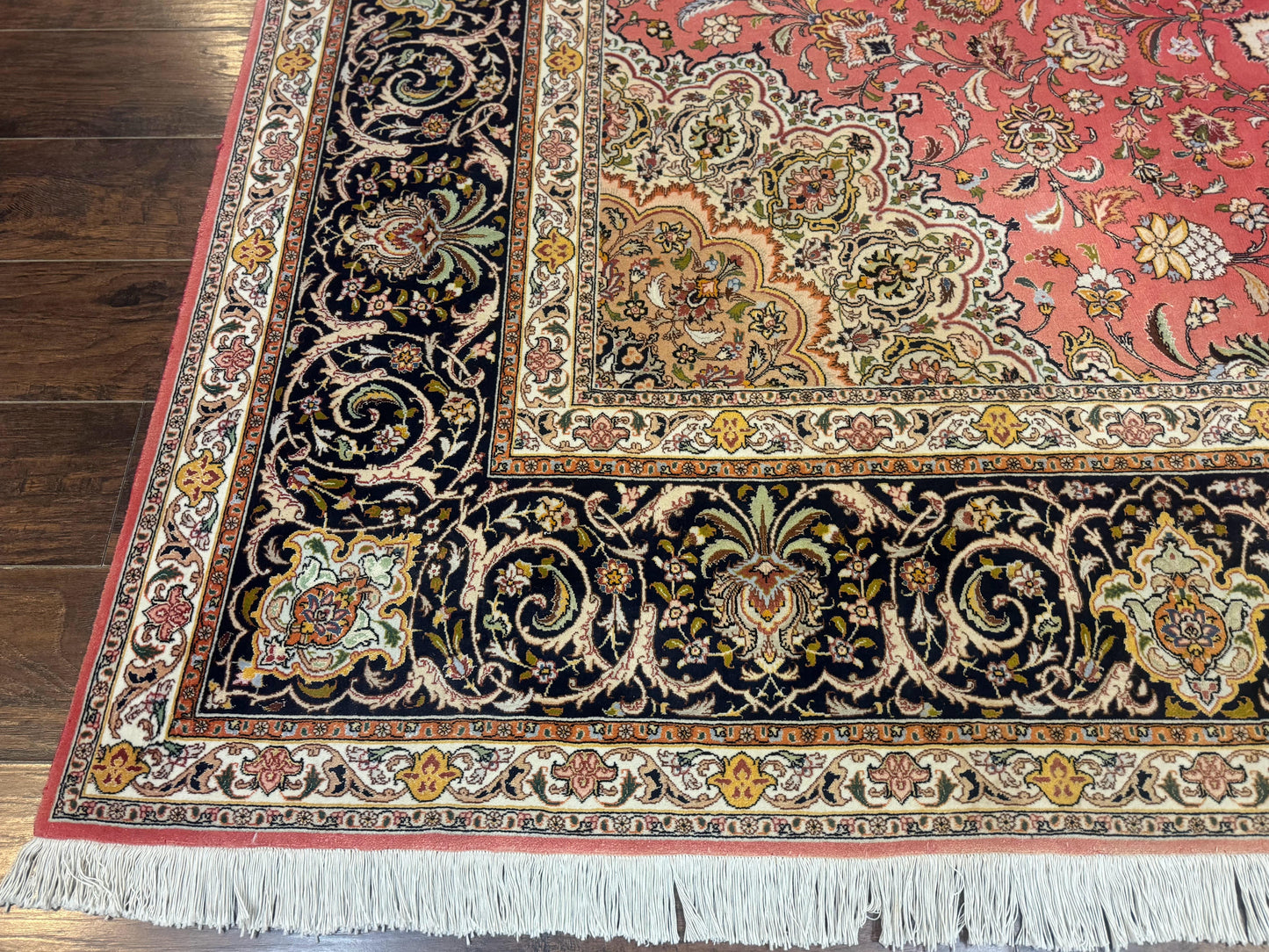 Persian Tabriz Rug 10x13 – Floral Medallion & Birds, Wool & Silk, 330 KPSI - Nuvé
