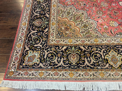 Persian Tabriz Rug 10x13 – Floral Medallion & Birds, Wool & Silk, 330 KPSI - Nuvé