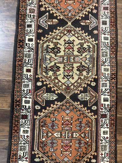 Persian Tribal Runner Rug 2.4 x 9.4, Geometric Medallions, Sarab Runner - Nuvé