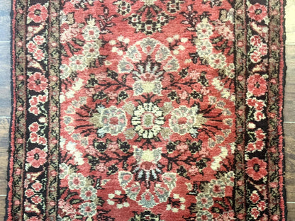 Persian Hamadan Runner Rug 2 x 13.6 – Red Floral Wool Hallway Carpet - Nuvé
