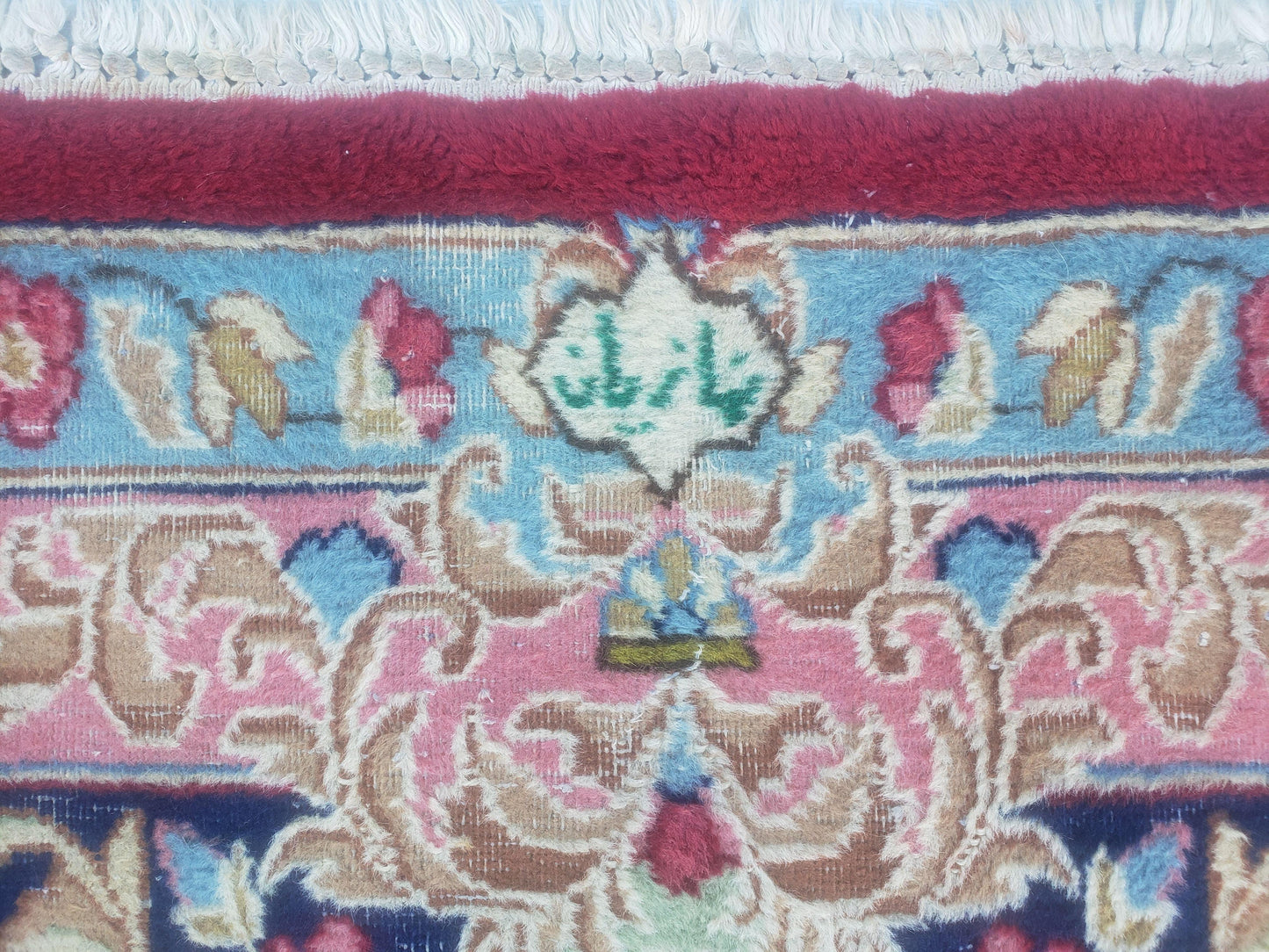 Antique Persian Kirman Rug 10x17 Oriental Carpet 10 x 17, Red, Multicolor, Namazian Signature Master Weaver, Shabby Chic, Semi Open Field - Nuvé