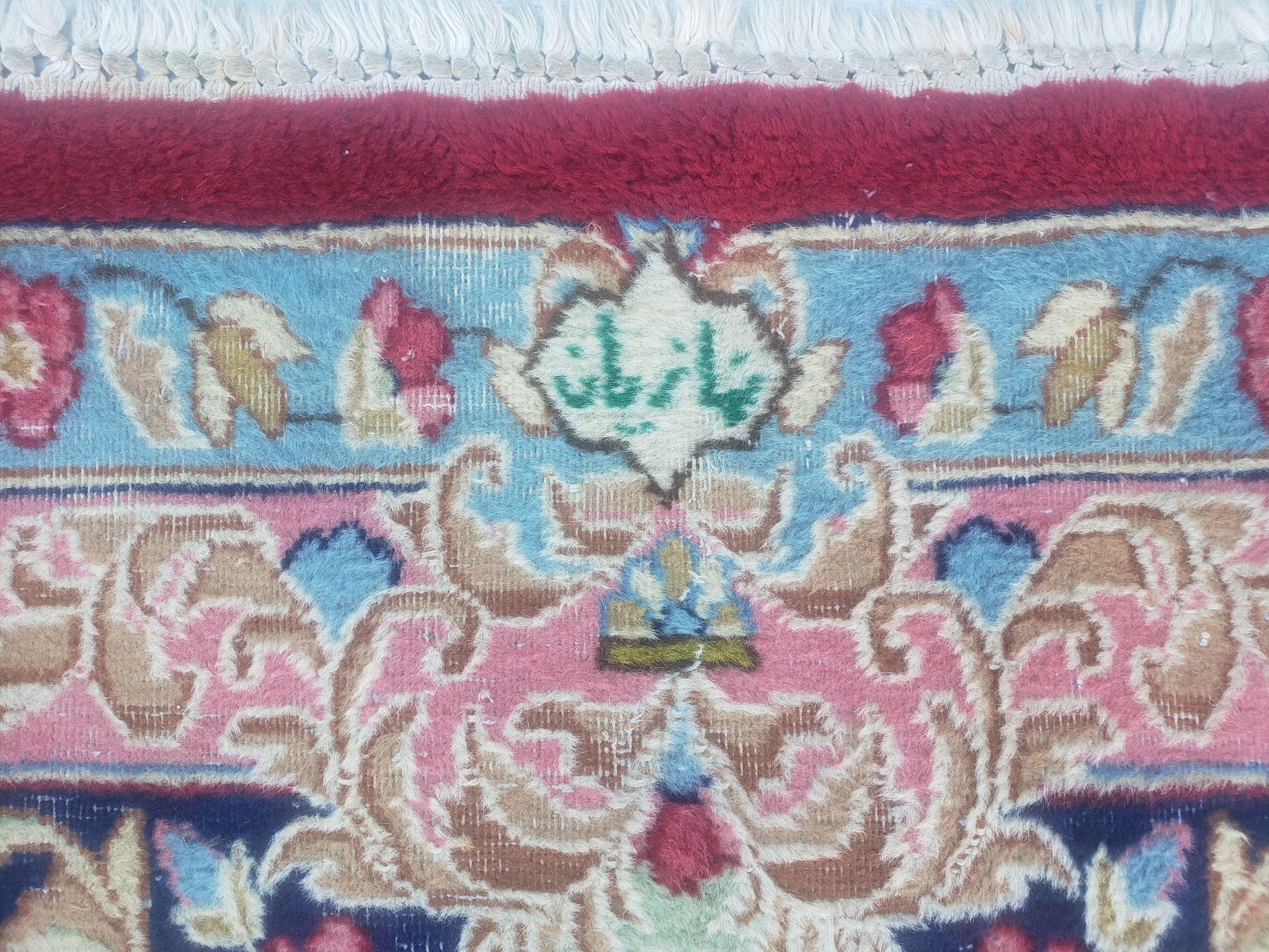 Antique Persian Kirman Rug 10x17 Oriental Carpet 10 x 17, Red, Multicolor, Namazian Signature Master Weaver, Shabby Chic, Semi Open Field - Nuvé