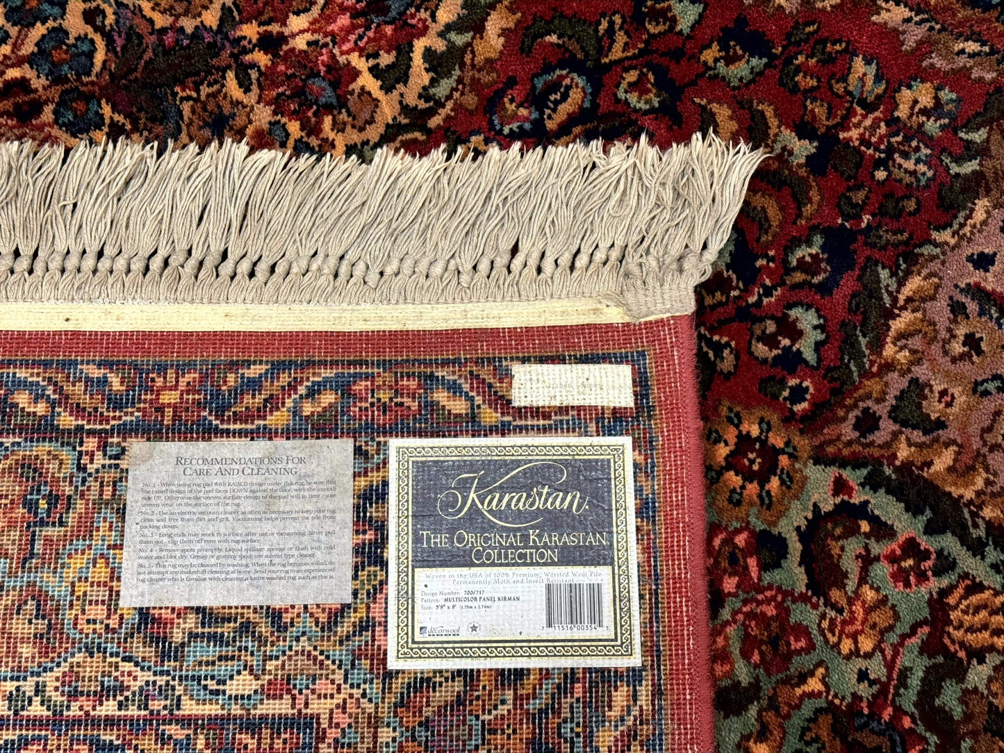 5.9 x 9 Karastan Rug Multicolor Panel Kirman #717, Original 700 Series, Wool - Nuvé