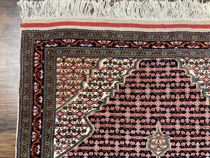Afghan Rug 4x5, Wool with Silk Highlights, Very Fine Hand Knotted Vintage Oriental Carpet, Herati Pattern, Persian Rug, Bidjar Rug, 400 KPSI - Nuvé
