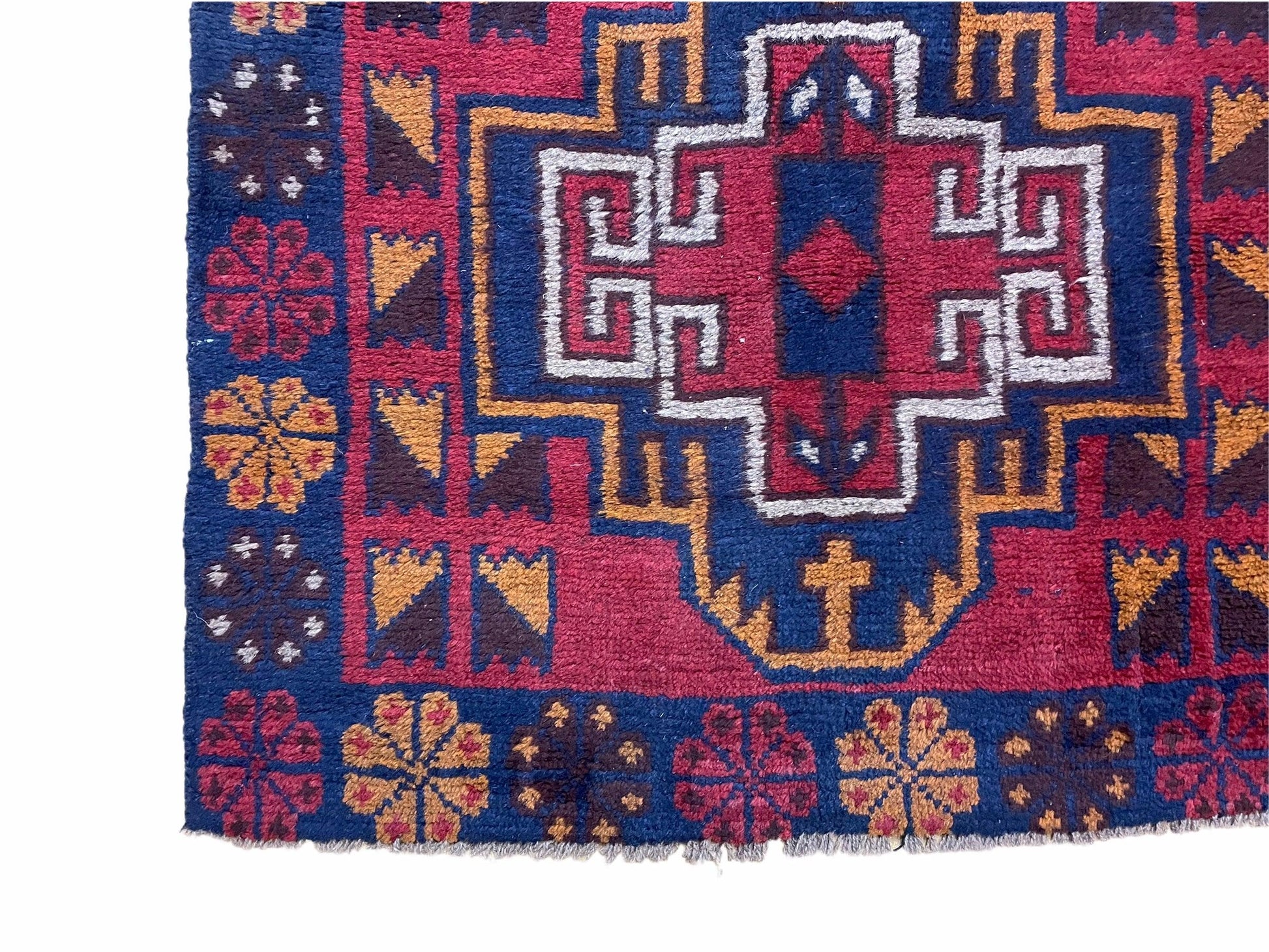 3 X 4.3 Vintage Handmade Tribal Wool Rug Balouch Rug Afghan Rug Red Blue Nice - Nuvé