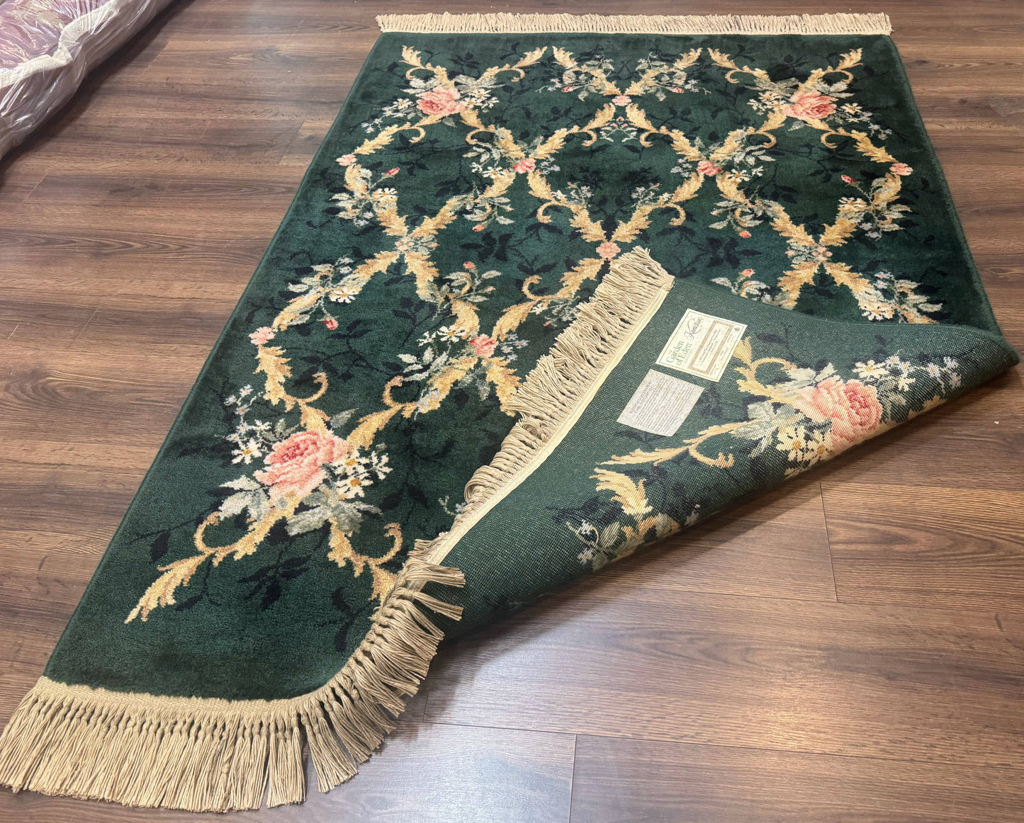 Karastan Garden of Eden Rug 4x6, Green Savonnerie 509/1733, Original Discontinued Vintage Karastan Carpet - Nuvé
