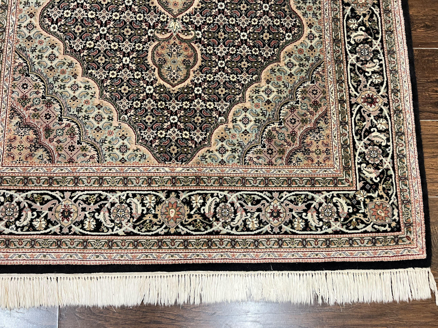 Sino Persian Rug 4x6, Fine Hand Knotted Carpet, Black, Wool, Vintage Rug 4 x 6, Herati Mahi, 300 KPSI - Nuvé