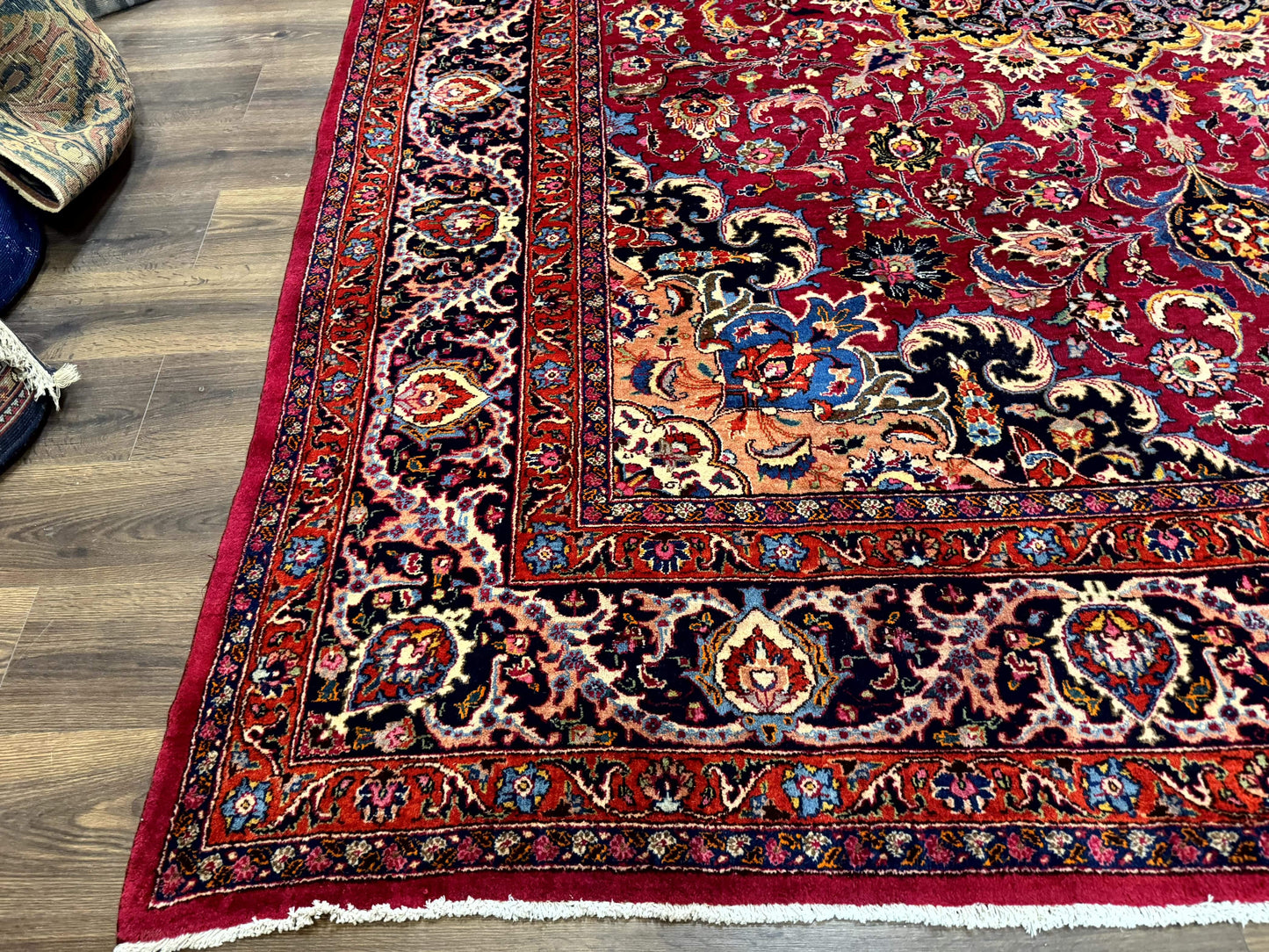 Red Persian Mashad Rug 10x13 - Floral Medallion Signed By Masterweaver - Nuvé