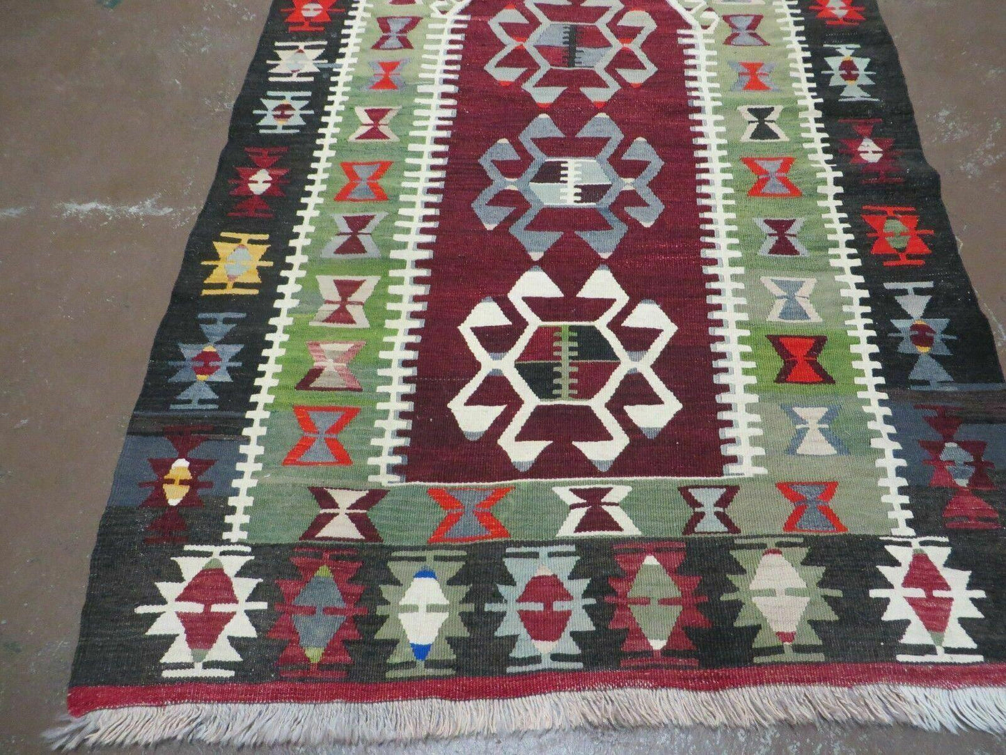 3' 8" X 5' Vintage Turkish Kilim Handmade Flat Weave Wool Rug Veg Dyes - Nuvé