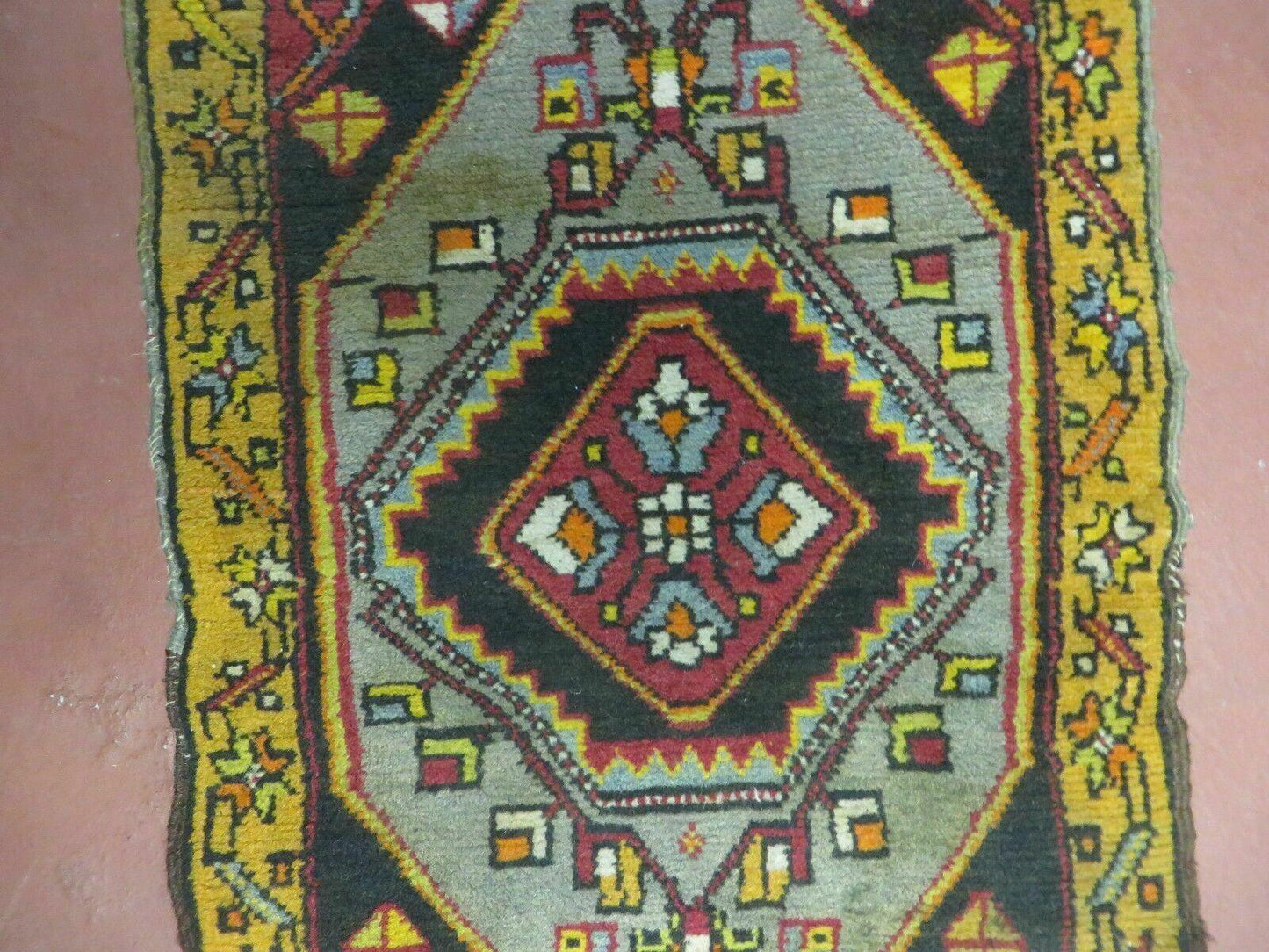 19" X 42" Antique Handmade Turkish Colorful Oushak Oshak Yastik Wool Rug Mat - Nuvé