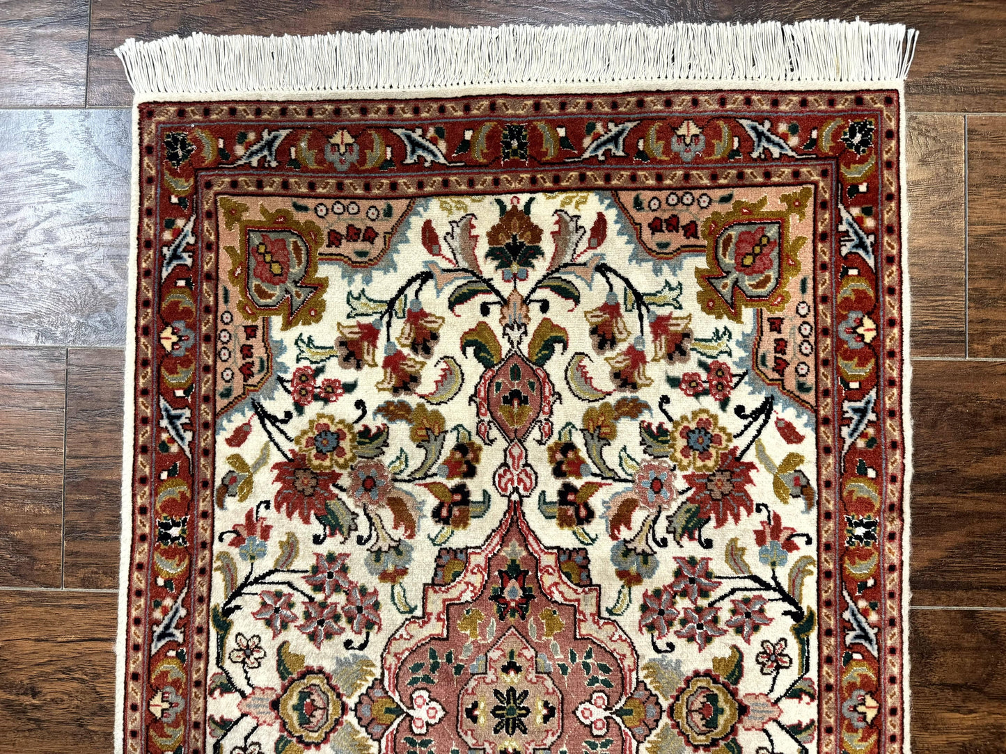 Small Persian Tabriz Rug 2x3, Floral Medallion, Wool and Silk, 340 KPSI - Nuvé