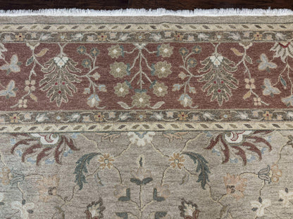 Large Turkish Soumak Rug 10x14, Flatweave Dhurrie, Handmade, Light Green and Salmon - Nuvé