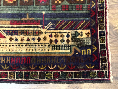Balouch Rug 3x5, Afghan Carpet, City Pictorial - Nuvé