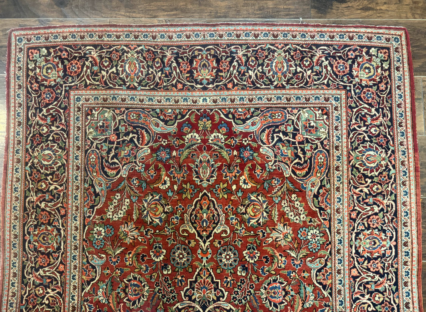 Persian Kashan Rug 4x7, Red, Floral Medallion, Vintage, Wool - Nuvé