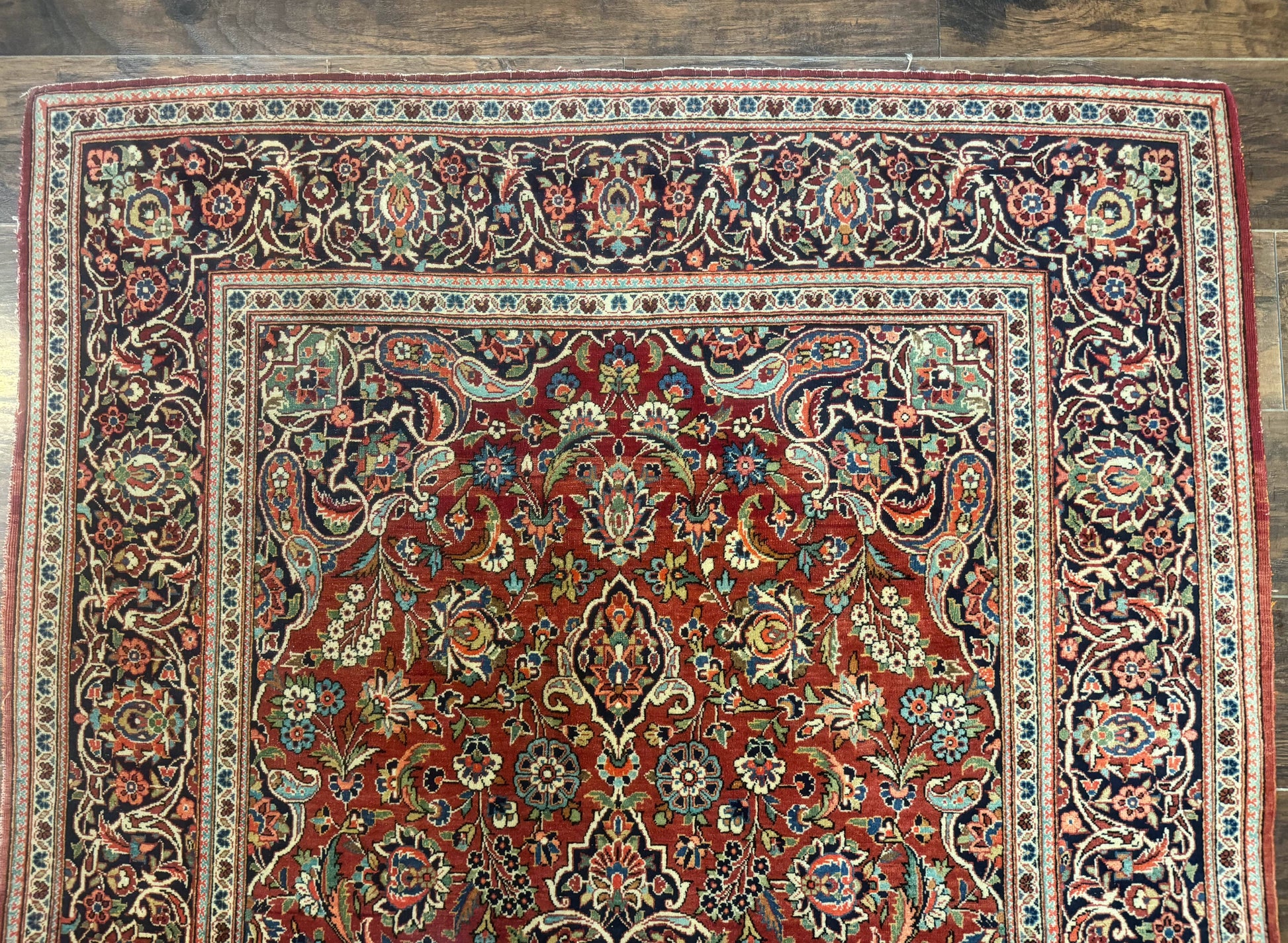Persian Kashan Rug 4x7, Red, Floral Medallion, Vintage, Wool - Nuvé