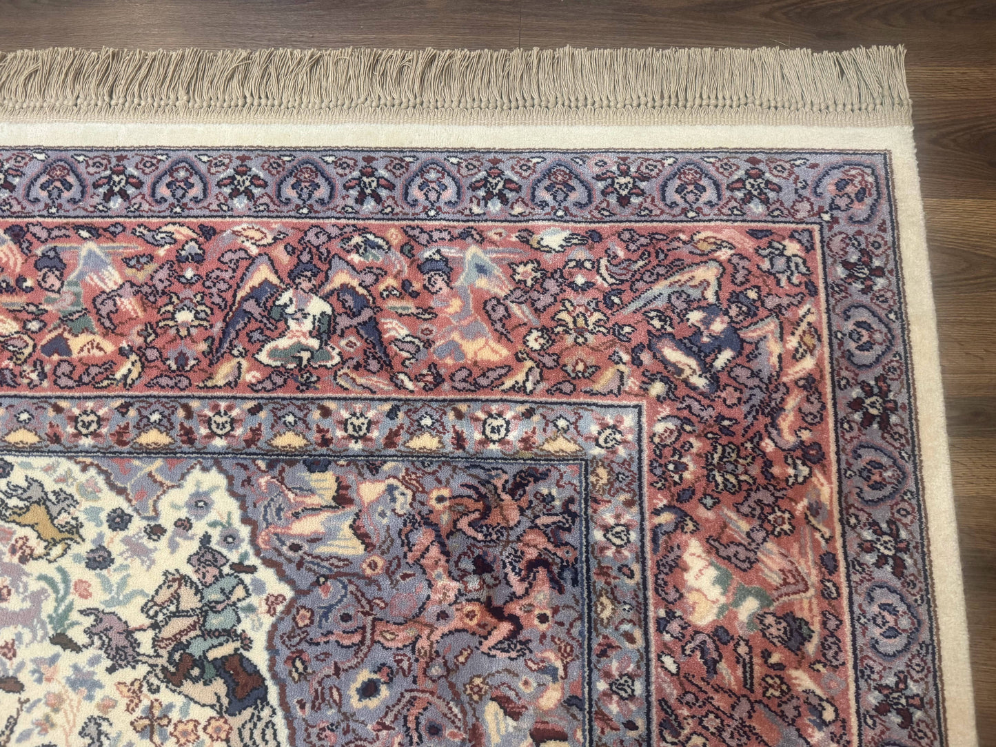 8.8 x 12 Karastan Ivory Hunting Rug #751, Vintage Wool Discontinued Original 700 Series, Rare - Nuvé
