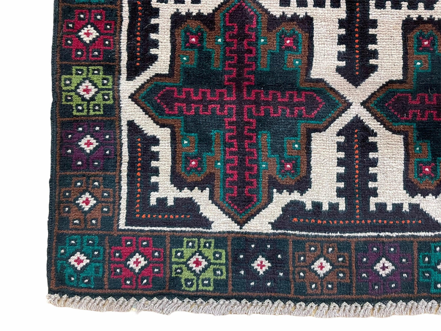 3 X 4.4 Vintage Handmade Tribal Wool Rug Balouchi Rug Afghan Rug Red Beige Green - Nuvé