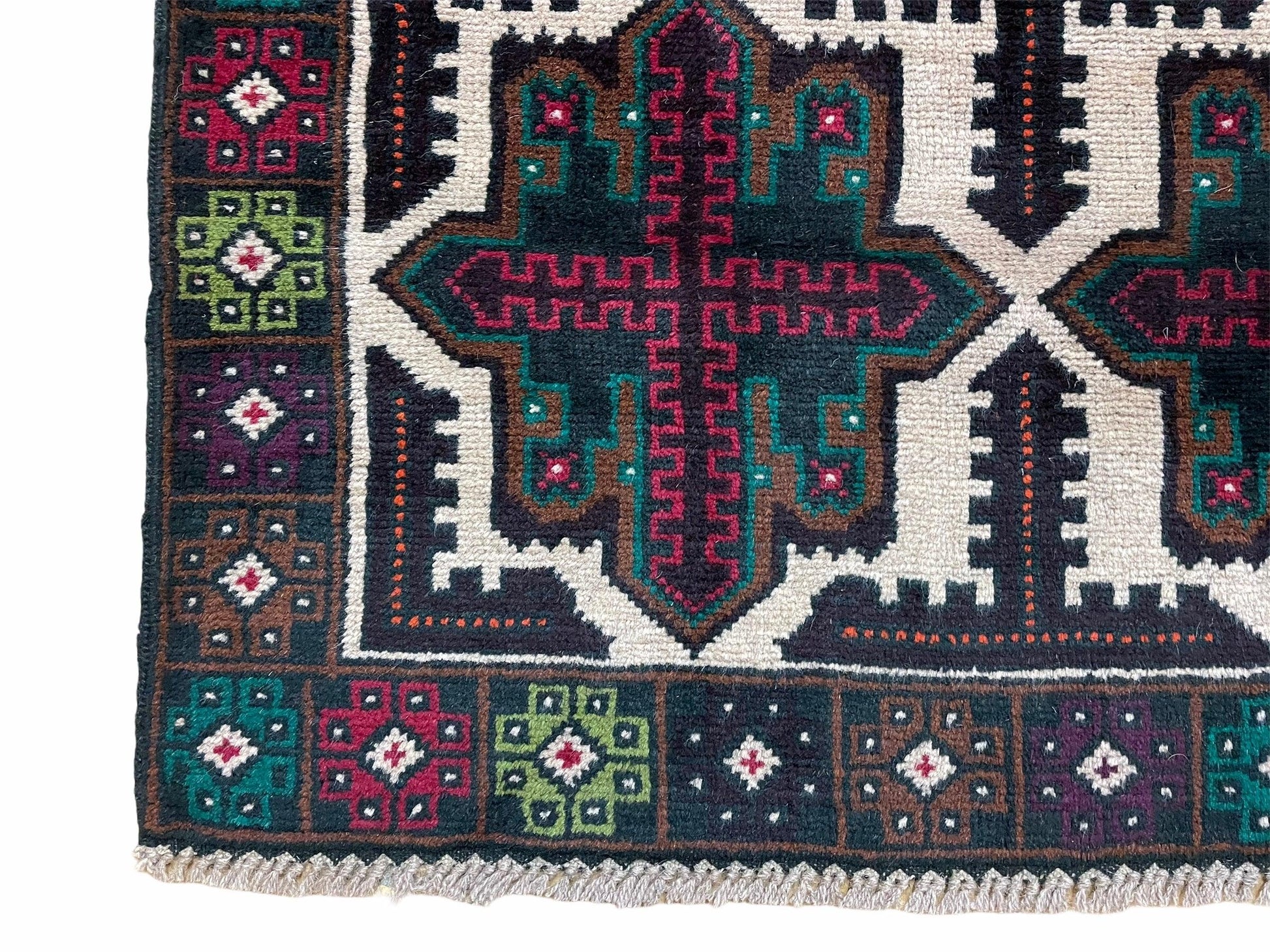 3 X 4.4 Vintage Handmade Tribal Wool Rug Balouchi Rug Afghan Rug Red Beige Green - Nuvé