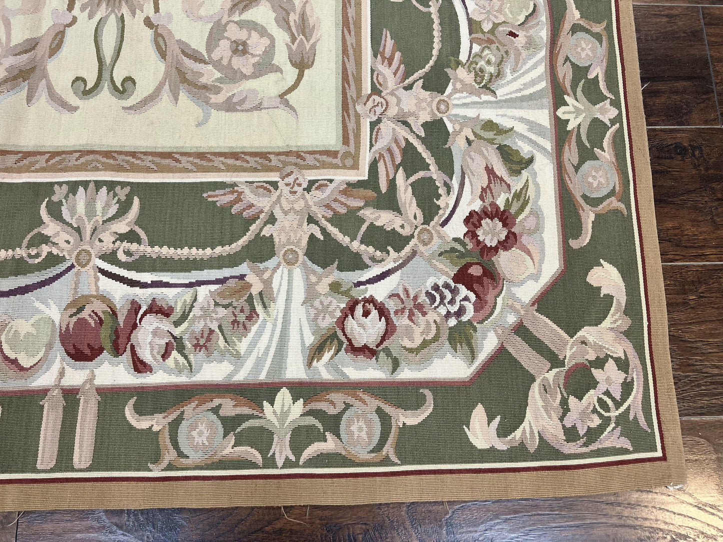 Aubusson Rug 5x8, Wool Handmade Vintage Carpet, Angel Motifs, Flatweave Rug 5 x 8, Medium Sized, European Design - Nuvé