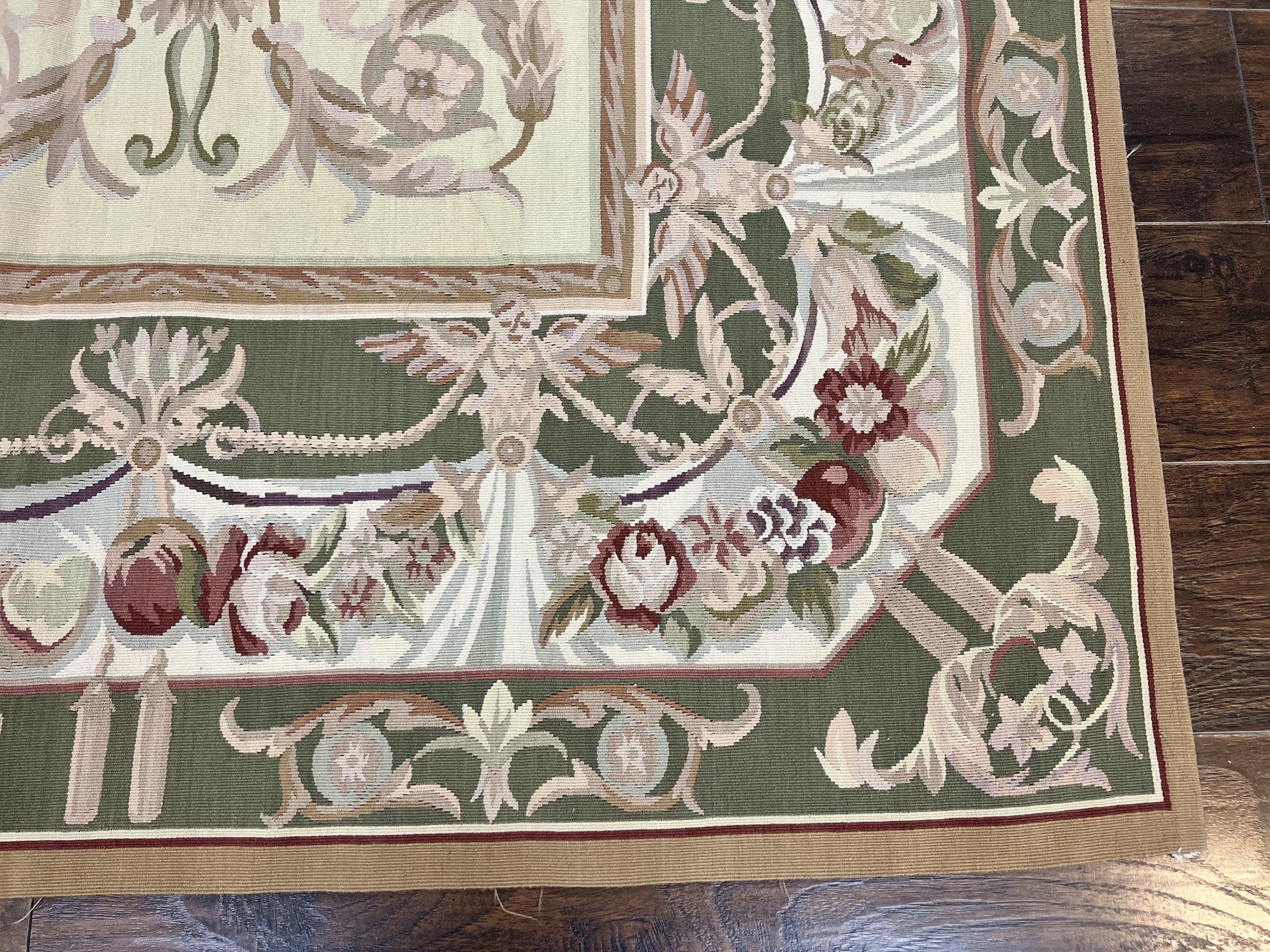 Aubusson Rug 5x8, Wool Handmade Vintage Carpet, Angel Motifs, Flatweave Rug 5 x 8, Medium Sized, European Design - Nuvé