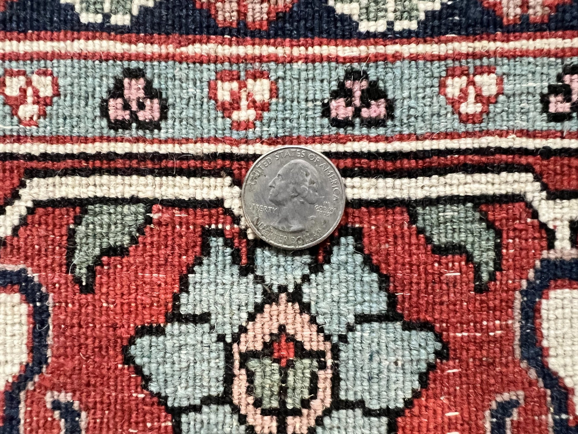 Pak Persian Rug 3x4, Wool Hand Knotted Vintage Traditional Carpet, Navy Blue & Red, Very Fine Small Handmade Floral Rug - Nuvé