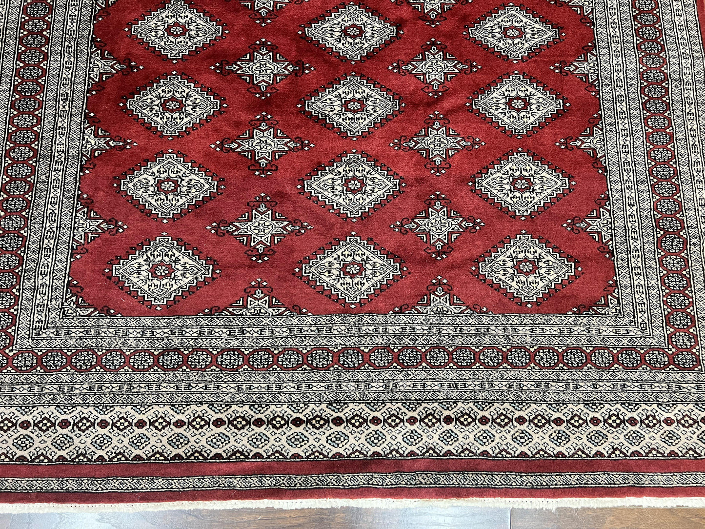Pakistani Bokhara Rug 6x8, Fine Turkoman Carpet, Wool Handmade Vintage, Red, 6 x 8 Medium Sized Rug, Turkmen Rug - Nuvé