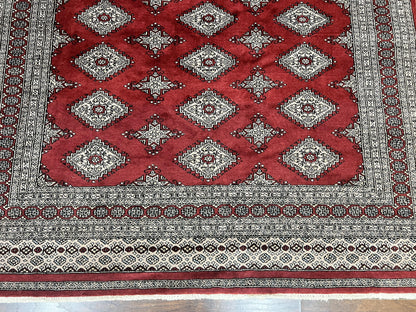 Pakistani Bokhara Rug 6x8, Fine Turkoman Carpet, Wool Handmade Vintage, Red, 6 x 8 Medium Sized Rug, Turkmen Rug - Nuvé