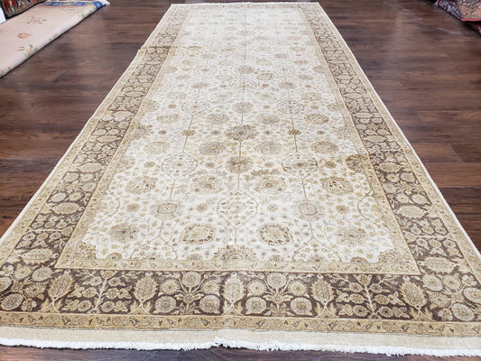 Long and Wide Corridor Rug 6 x 14.8, Hallway Carpet, Pakistani Pak Persian Rug, Haji Jalil Design, Allover Floral, Beige, Vintage, Handmade - Nuvé
