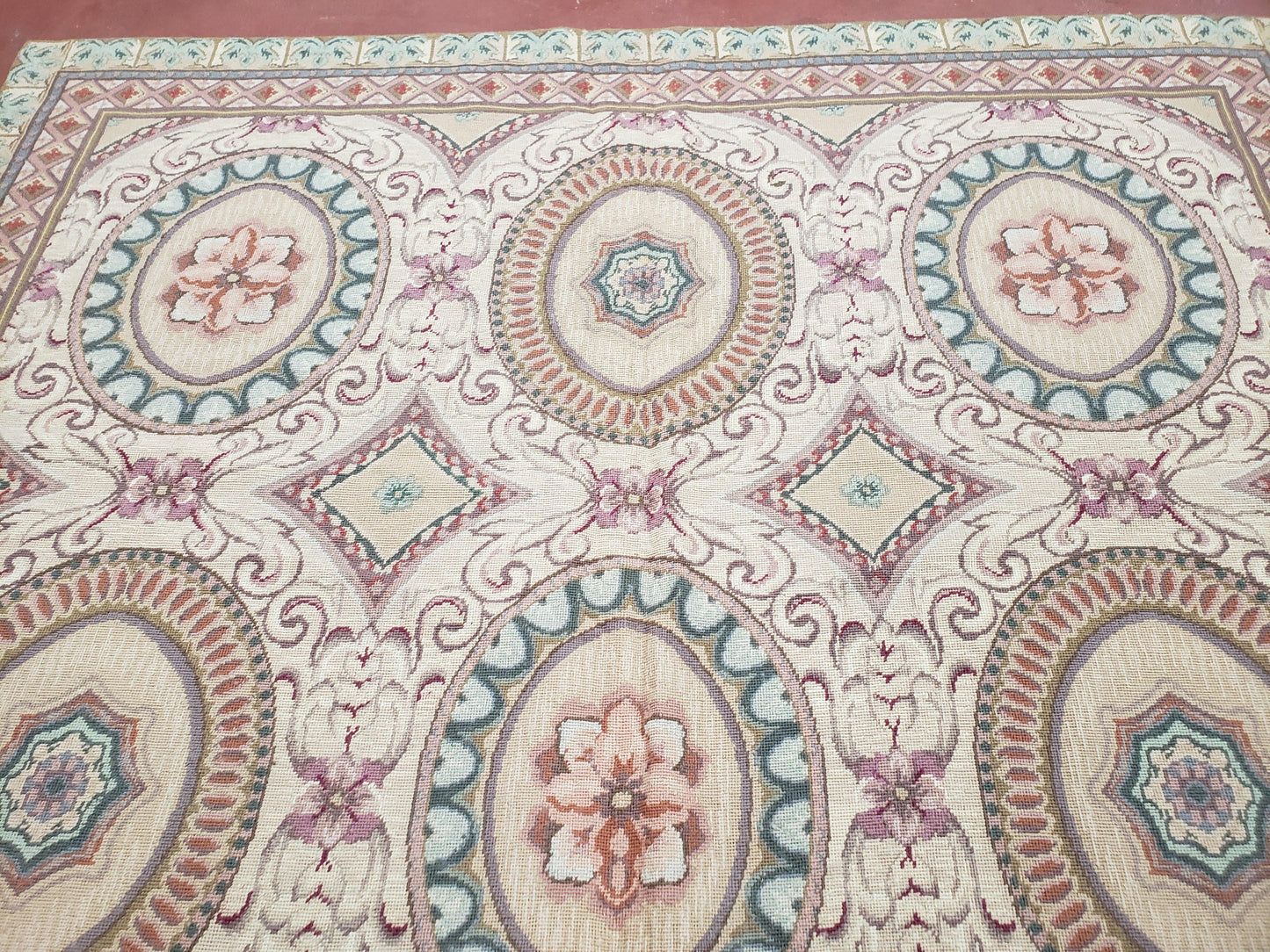 New Needlepoint Rug, 6x9 Needlepoint Carpet, Flatweave Rug, Vicotorian French European English Decor, Elegant Rug for Living Room, Handmade - Nuvé