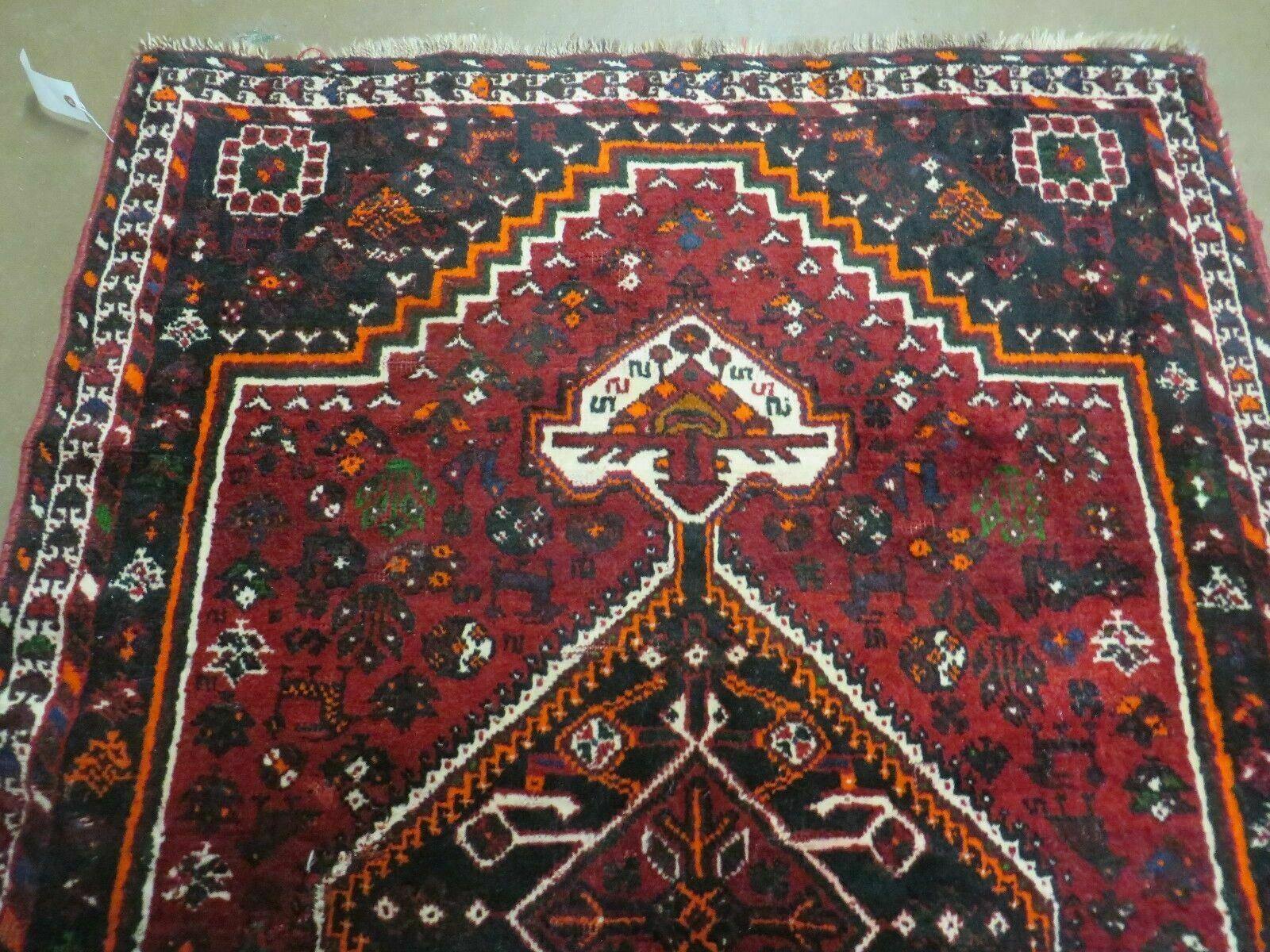 4' X 6' Antique Handmade Turkish Wool Veg Dyes Rug Organic Red Nice M10 - Nuvé