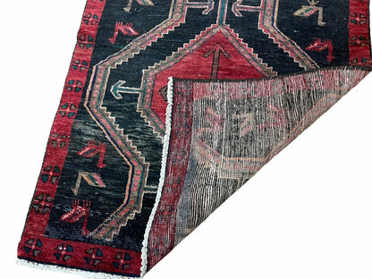 3 X 7 Handmade Wool Tribal Runner Rug Geometric Red Blue Boho Organic Dyes - Nuvé