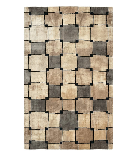 Tibetan Wool Rug 5x8, Contemporary Modern Carpet, Abstract Design, Soft Thick Pile, Pair B