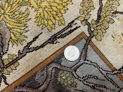 Persian Tabriz Pictorial Rug 5x3, Hafez Poetry In Border, Very Fine Hand Knotted Carpet, Wall Hanging Wool Oriental Carpet 3x5, Highly Detailed - Nuvé