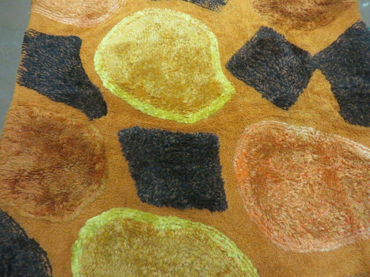 4' X 6' Modern Handmade Hooked Rug Wool Abstract Nice