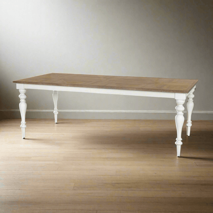 Farmhouse Dining Table with Vintage White Turned Legs - Nuvé