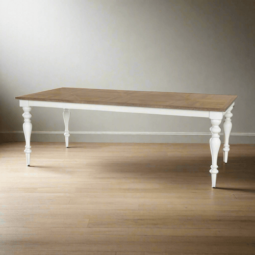 Farmhouse Dining Table with Vintage White Turned Legs - Nuvé