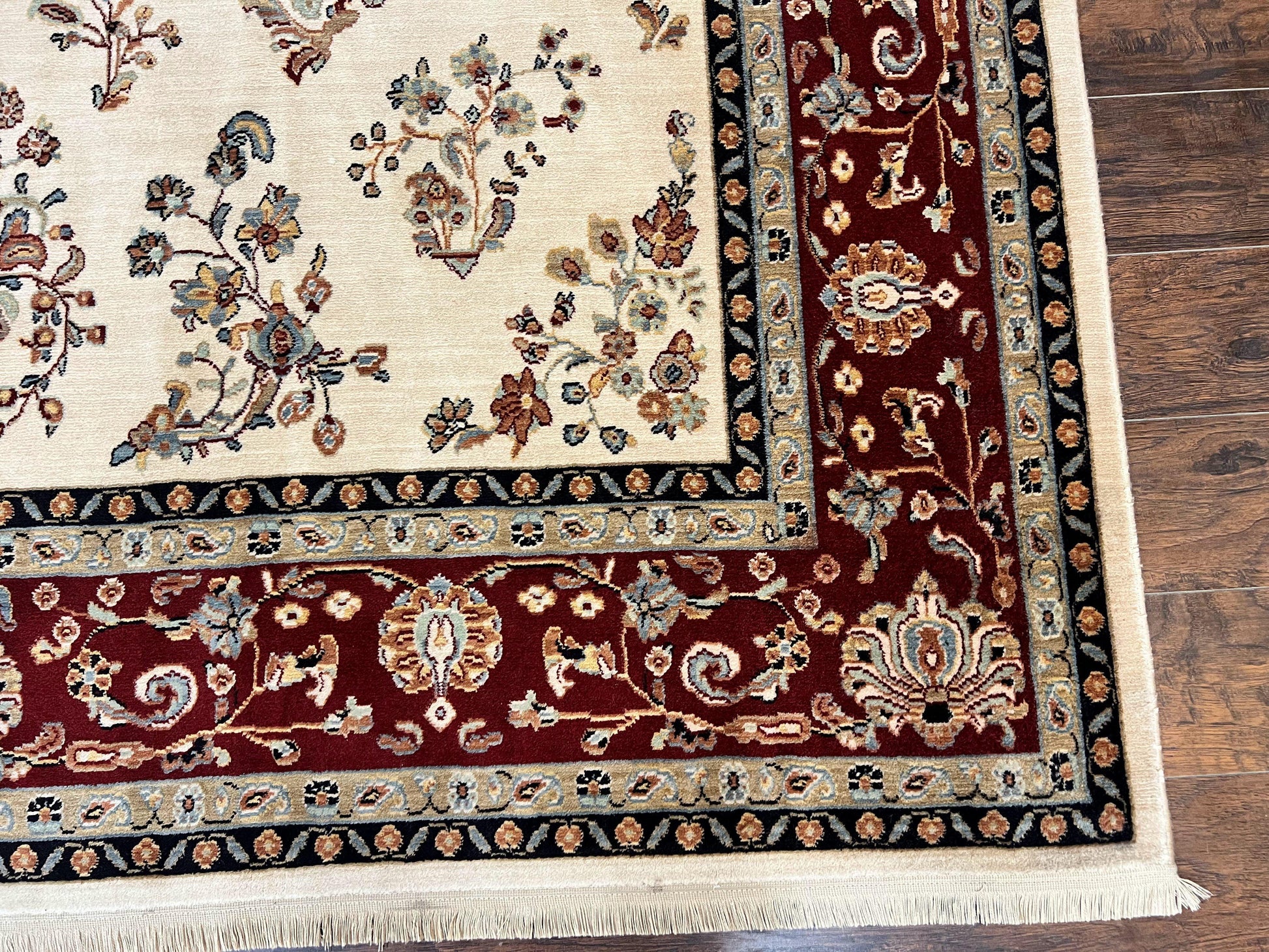 Karastan Rug 8.6 x 11.6, English Manor #2103, Ivory Floral Sarouk, Wool Karastan Carpet, Large Karastan Area Rug, Traditional Karastan Rug - Nuvé