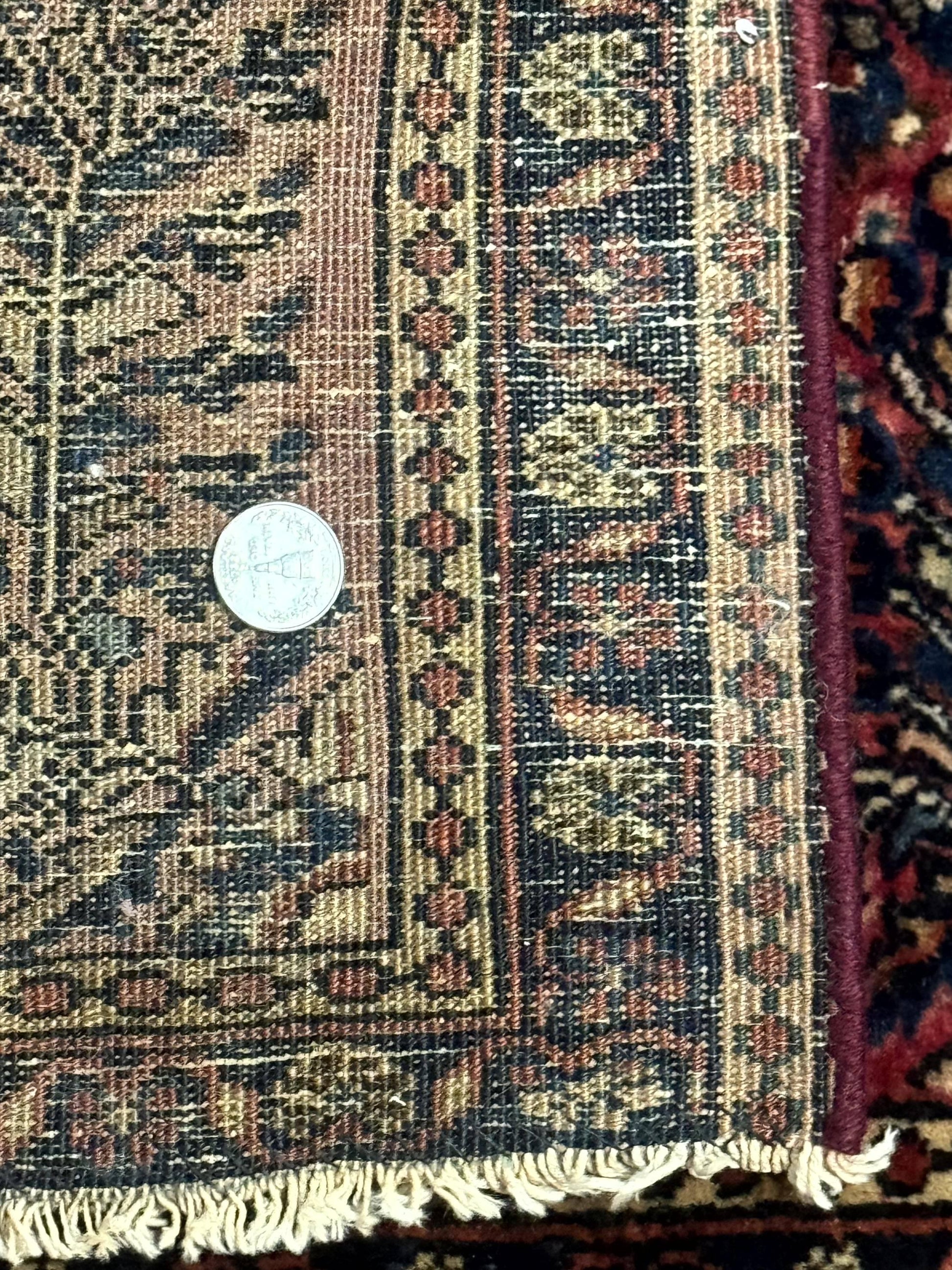 Small Antique Persian Sarouk Rug 2x2 ft, Red 1920s Wool Rug - Nuvé