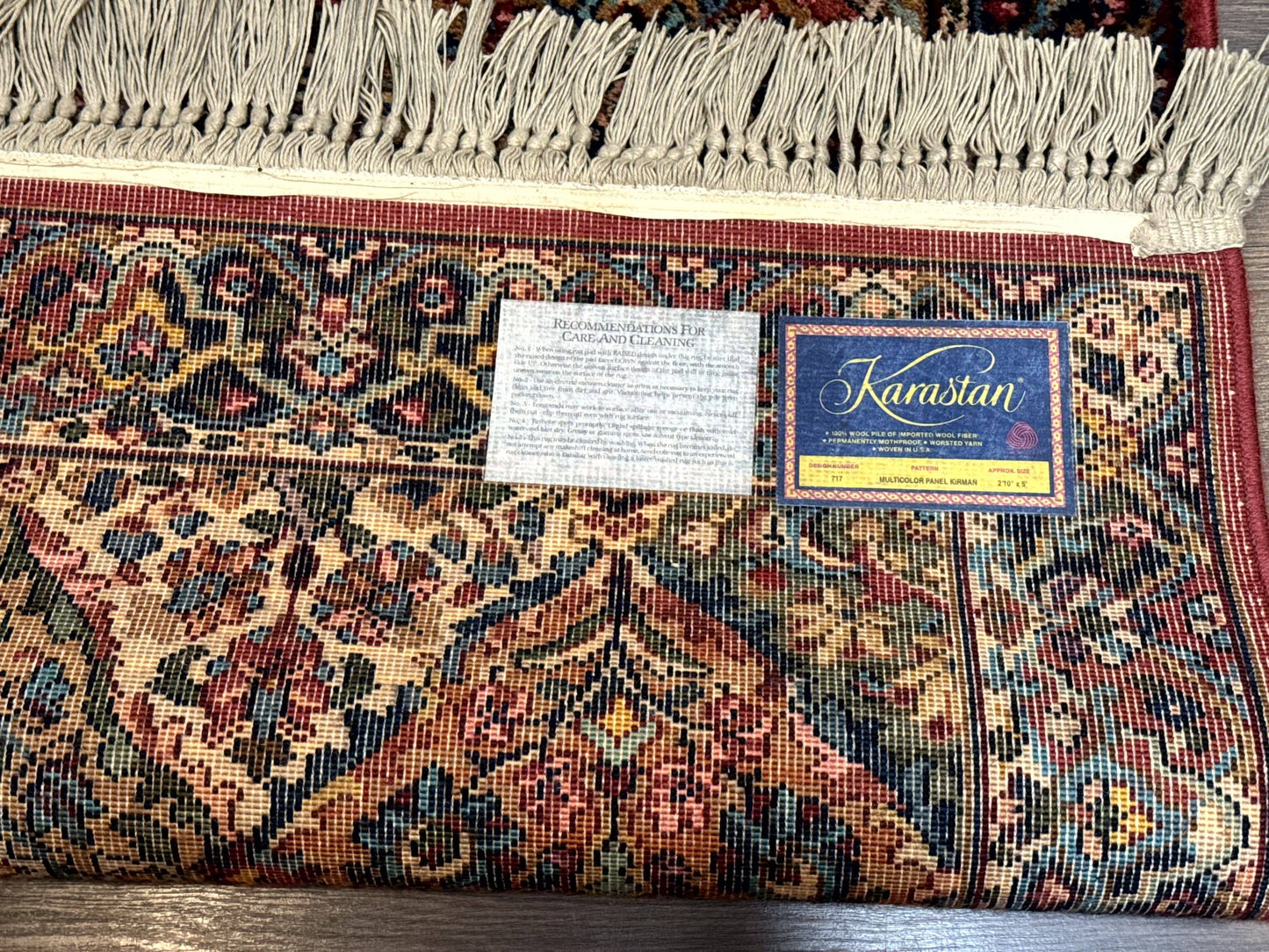 Karastan Rug 3x5 Multicolor Panel Kirman #717, Original 700 Series, Wool Pile, Discontinued - Nuvé