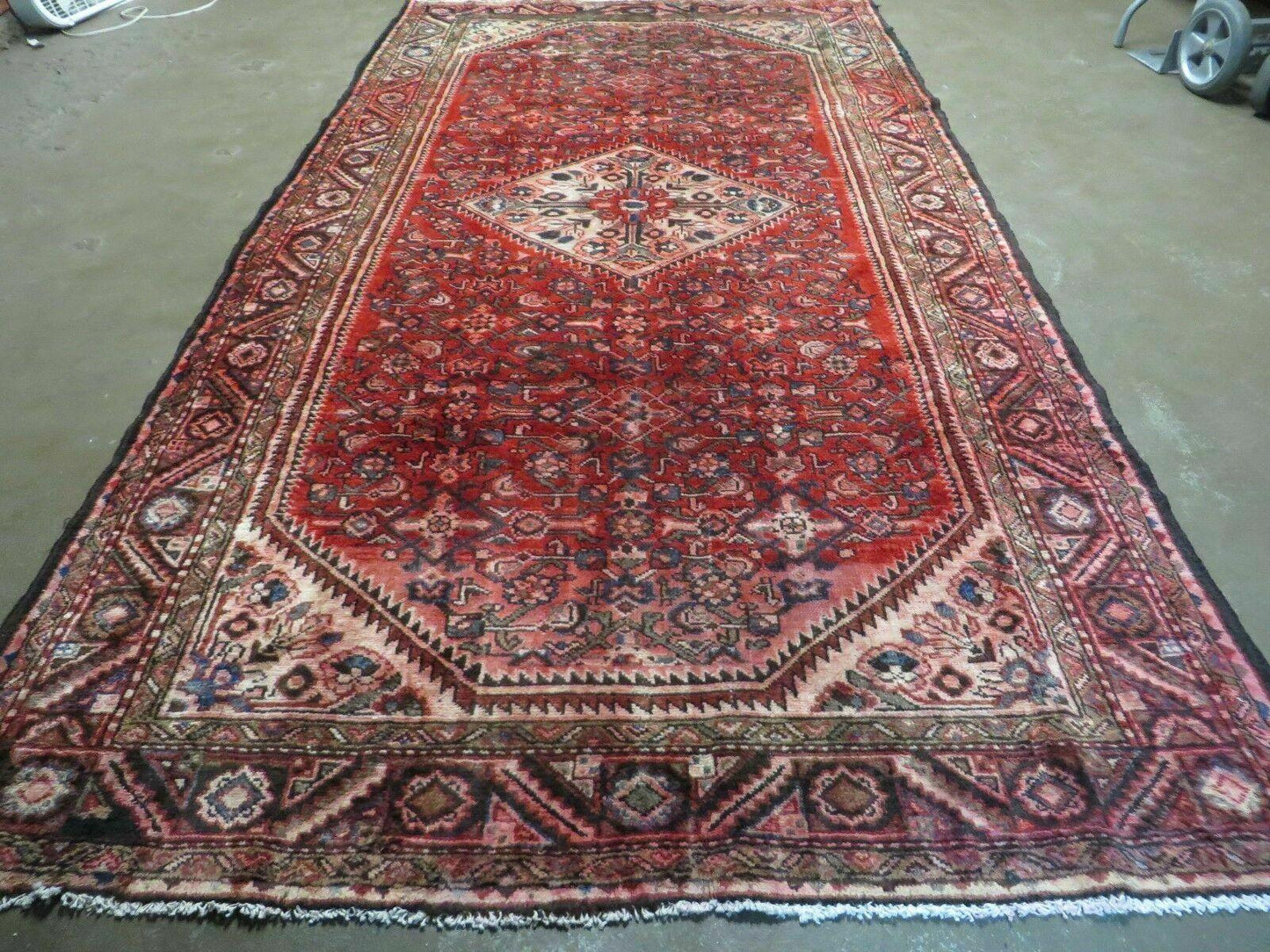 5' 6" X 10' Antique Handmade India Floral Oriental Wool Rug Veg Dyes Red Nice - Nuvé