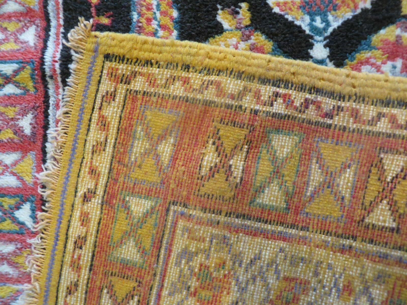 Antique Moroccan Runner Rug 3x7, Moroccan Prayer Rug, Double Mehrab Prayer Arches, Black and Red, Hand-Knotted Wool Carpet, Hallway Rug Nice - Nuvé