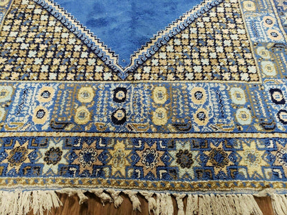 7' X 10' 5" Handmade Moroccan Urban Rabat Wool Carpet Blue Area Rug - Nuvé