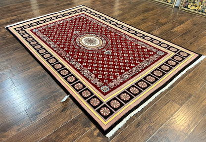 Pakistani Rug 6x9, European Aubusson Design, Wool Handmade Vintage Carpet, Dark Red, 6 x 9 Medium Sized Rug - Nuvé