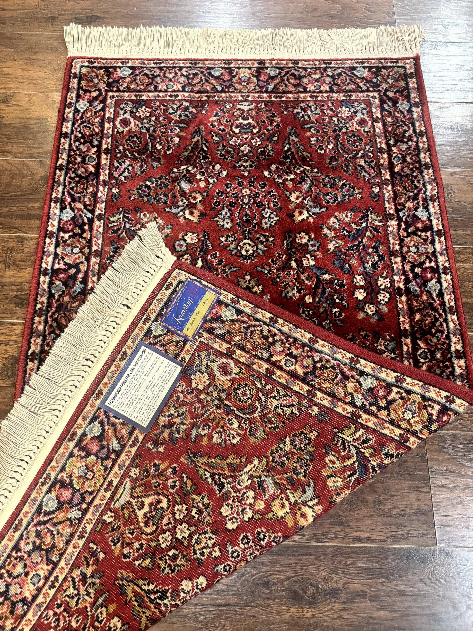 Karastan Rug 3x5 Red Sarouk #785, Karastan Wool Pile Rug, Original 700 Series, Discontinued Vintage Karastan Carpet - Nuvé