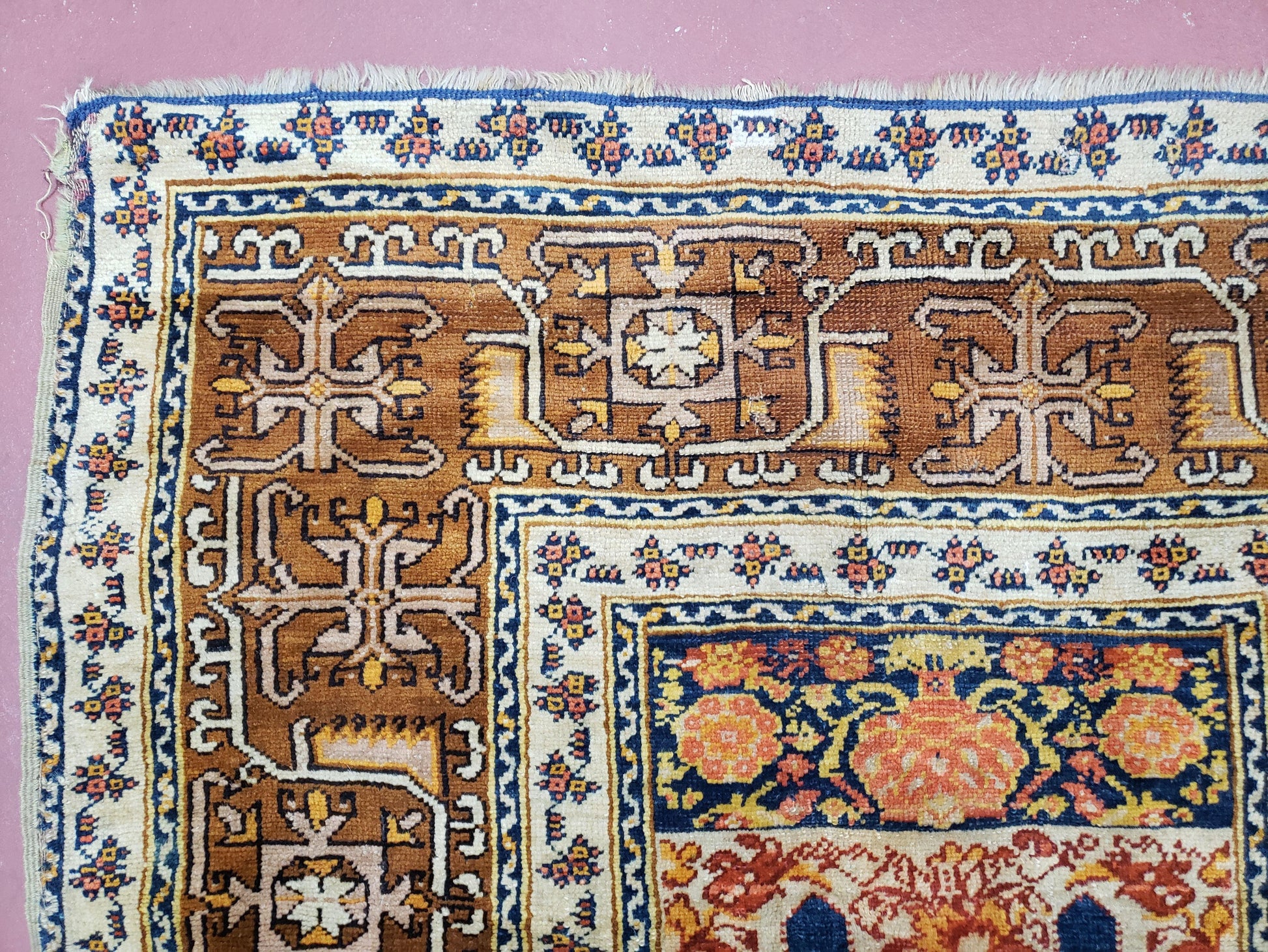 Antique Turkish Anatolian Ghiordes Prayer Rug, Twin Mihrabs, Rare Collectible Oriental Rug, Early 20th Century Prayer Rug, 3'9" x 5'2" - Nuvé