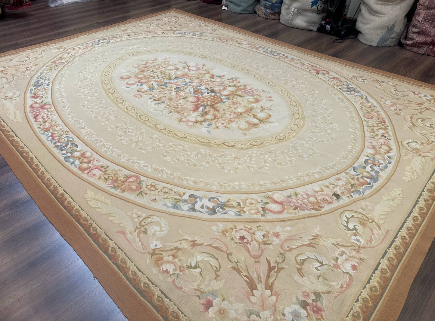 Aubusson Rug 9x12, French European Design, Floral, Elegant - Nuvé