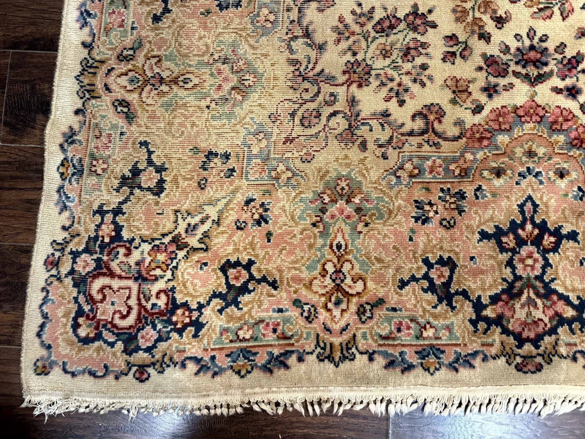 Antique Karastan Rug 8.8 x 12 Lanamar Floral Ivory Kirman Wool Discontinued - Nuvé