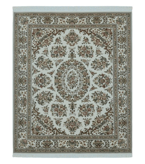 8' X 10' Handmade Chinese Floral Oriental Wool Silk Accent Rug Ivory Organic
